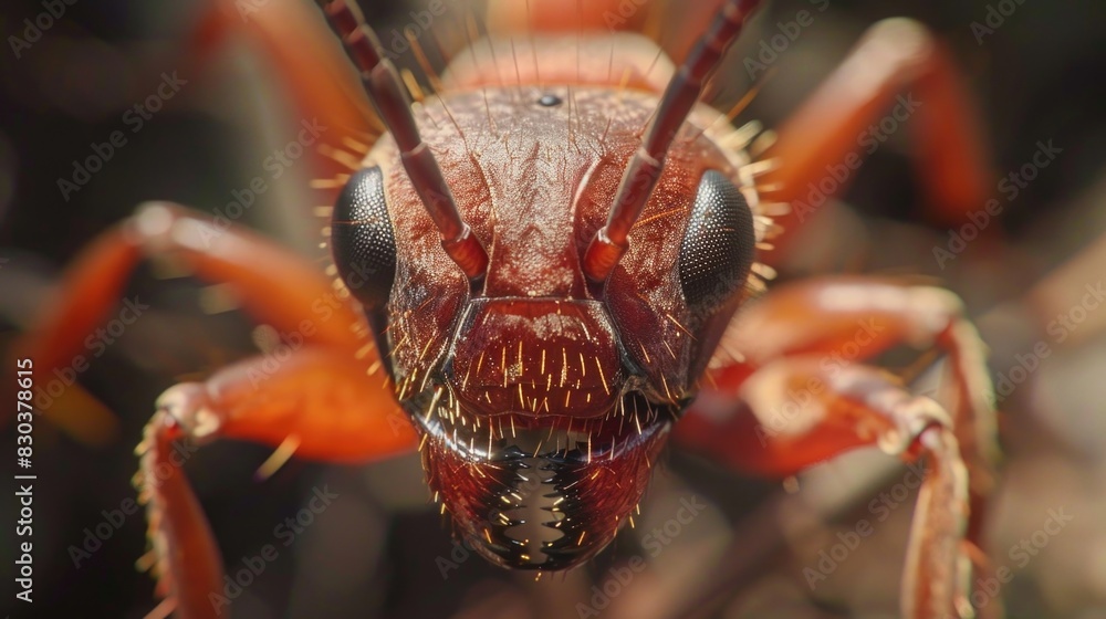 Fototapeta premium Detailed close up of a bug's head with long antennae. Suitable for scientific publications or educational materials