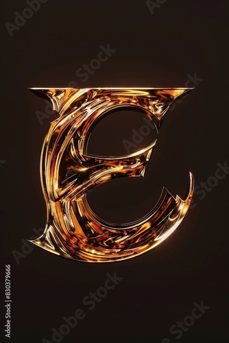 Shiny metal letter E, suitable for design projects