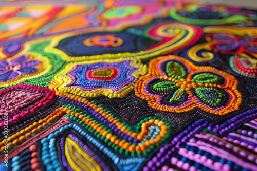 Vibrant Threads. Tapestry. Colorful Woven Textile Background. 