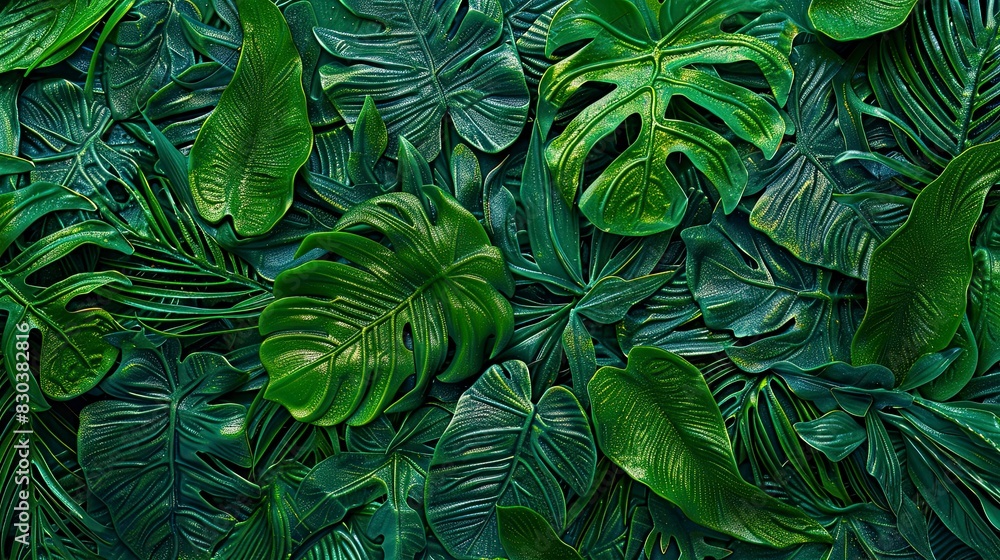 A green leafy background with a variety of leaves A green leafy background with a variety of leaves