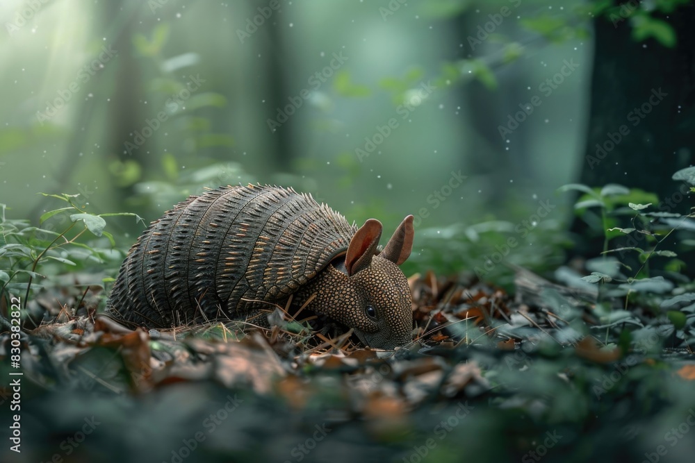 A small armadillo exploring the forest. Ideal for nature and wildlife themes A small armadillo exploring the forest. Ideal for nature and wildlife themes