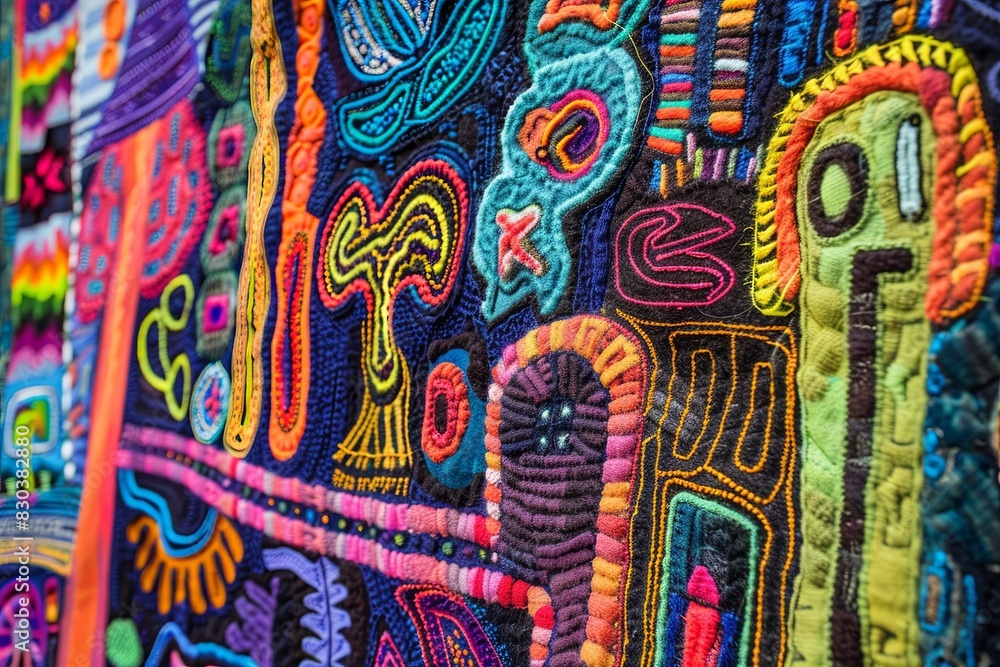 Vibrant Threads. Tapestry. Colorful Woven Textile Background. Vibrant Threads. Tapestry. Colorful Woven Textile Background.
