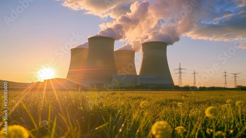 The advantages of nuclear power, such as high energy density and stable electricity production, with an infographic highlighting key points. --ar 16:9