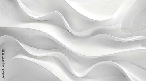 Elegant white wave-like shapes blend with a clean background, showcasing minimalist beauty.