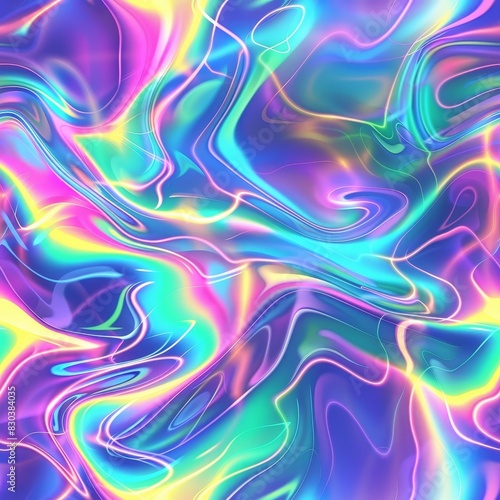 Colorful abstract illustration with holographic colors, seamless tile pattern