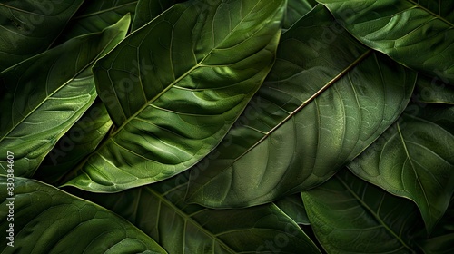 A close up of green leaves with a mood of serenity and calmness