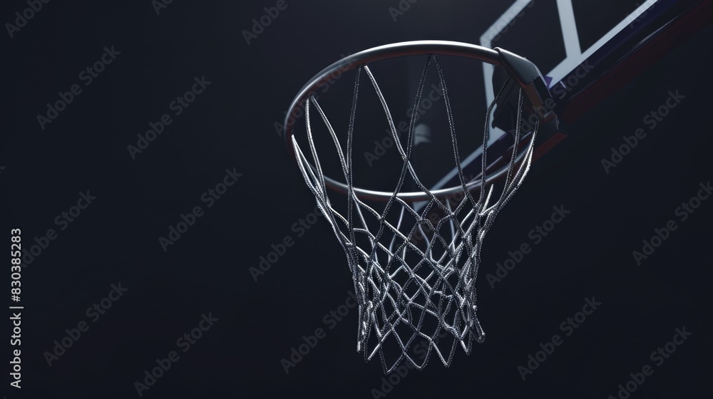 Close-up of a basketball net with a ball, perfect for sports and recreation concepts Close-up of a basketball net with a ball, perfect for sports and recreation concepts