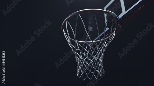 Close-up of a basketball net with a ball, perfect for sports and recreation concepts