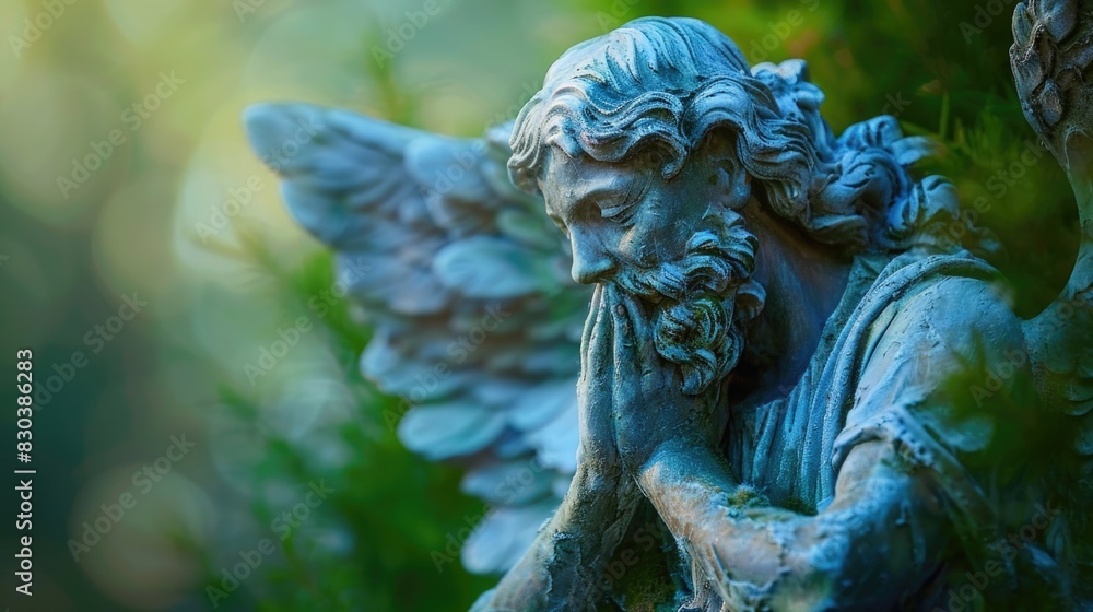 Detailed view of an angel statue, suitable for various projects Detailed view of an angel statue, suitable for various projects