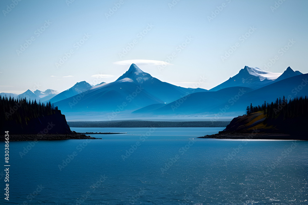 Scenic view of Gull Island from boat in Katchemak Bay, AK
