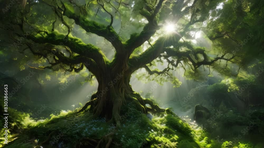 Sun Shines Through Branches of Large Tree Sun Shines Through Branches of Large Tree