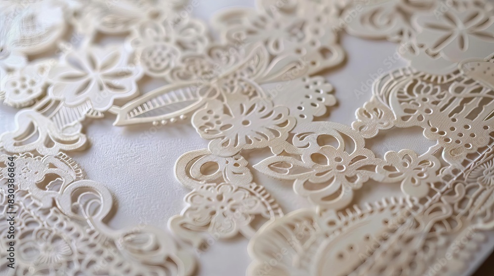 exquisite paper cut artistry intricate lacelike patterns create a stunning wedding invitation suite closeup photography
