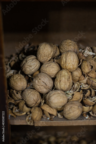 walnuts on wooden background