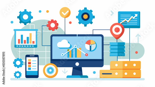 Cuttingedge software algorithms constantly analyze and improve the distribution process ensuring maximum efficiency and costeffectiveness.. Vector illustration