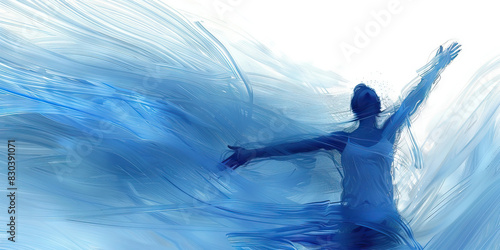 Wallpaper Mural Empowerment (Blue): Inspirational Ascent: A person's arms reaching upwards, embodying the essence of empowerment and limitless potential. Torontodigital.ca