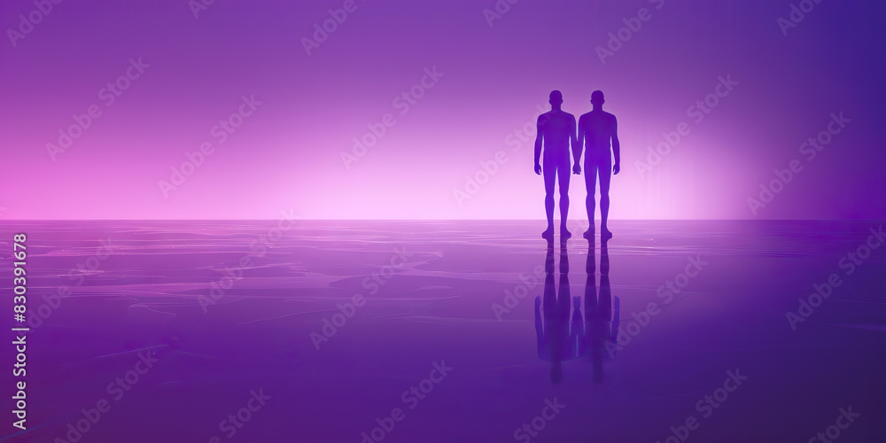 Fototapeta premium Duality (Unity): Two individuals Harmonious Convergence: A group of diverse individuals, each with their unique tools and personalities