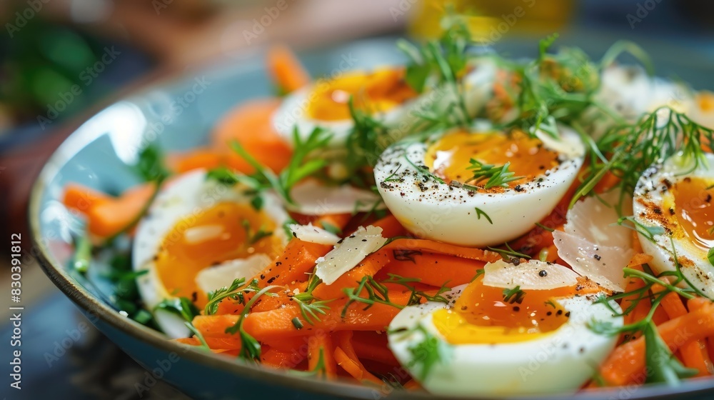 Salad made with carrots and eggs Salad made with carrots and eggs