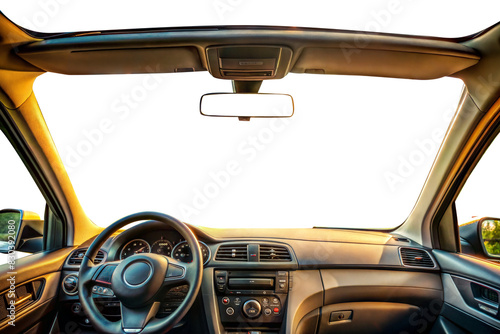 isolated point of view car dashboard
