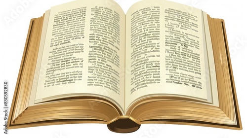 An open book clipart with visible text on transparent background, ideal for use in presentations or digital documents to enhance readability.