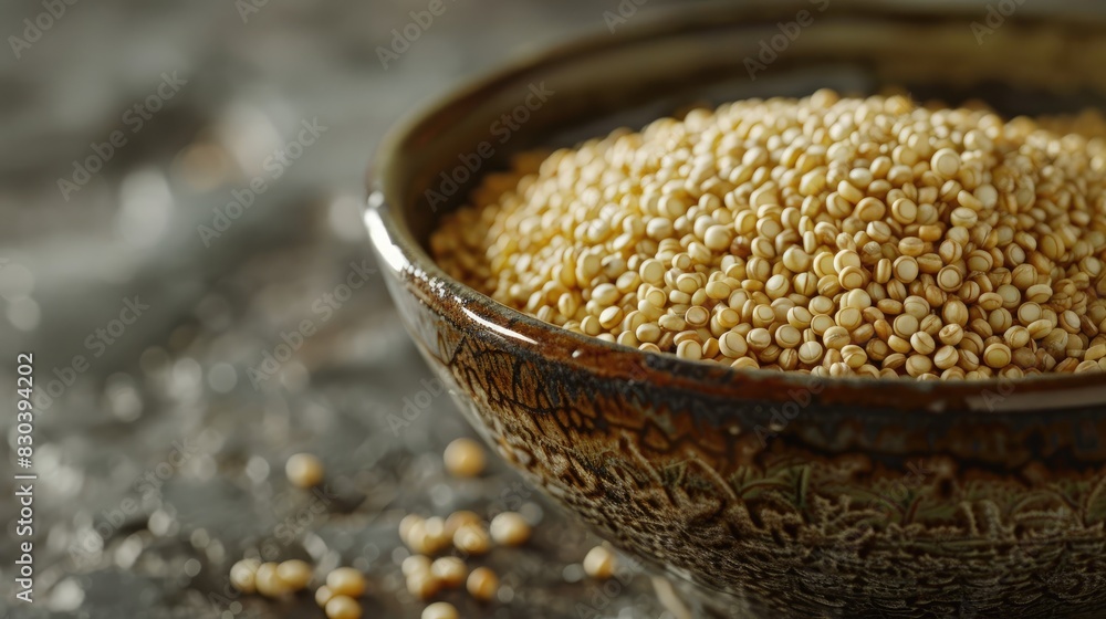 Quinoa cereal grain in its natural state placed in a bowl Quinoa cereal grain in its natural state placed in a bowl