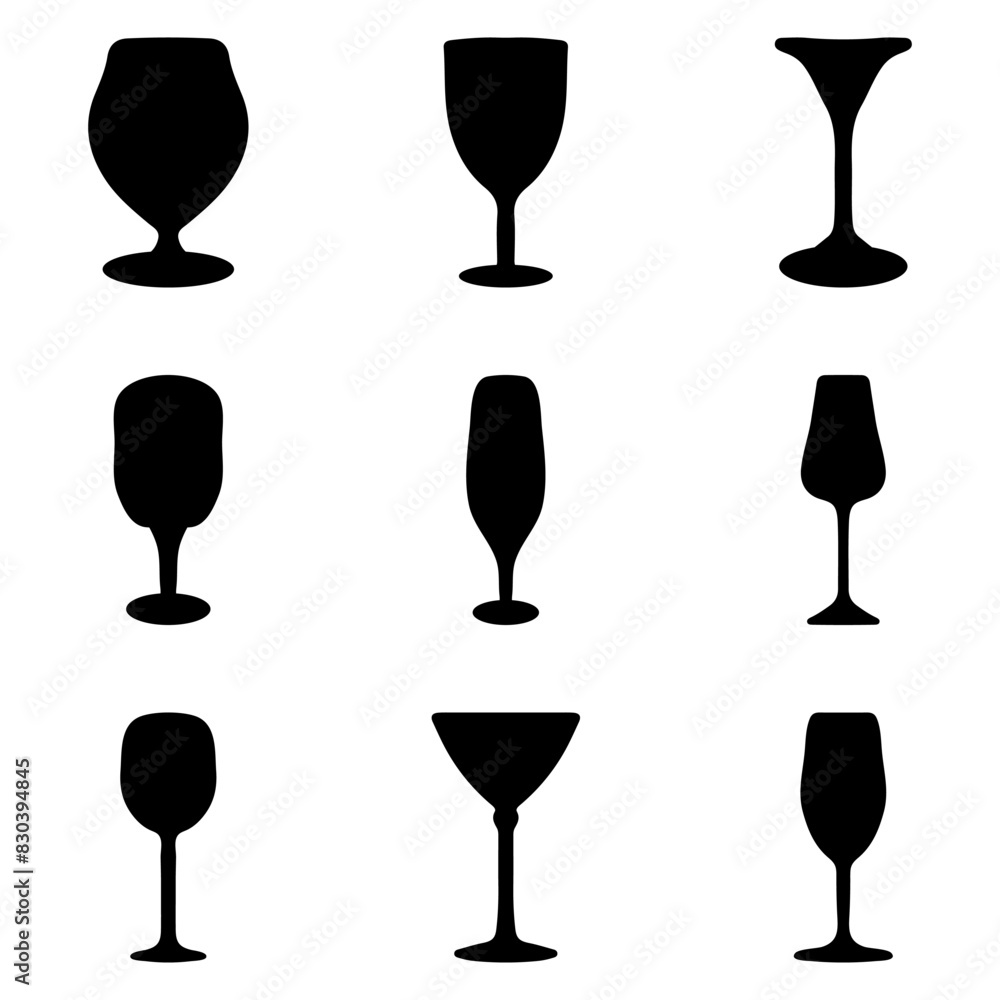 Party glass silhouette icon set. Drink illustration Party glass silhouette icon set. Drink illustration