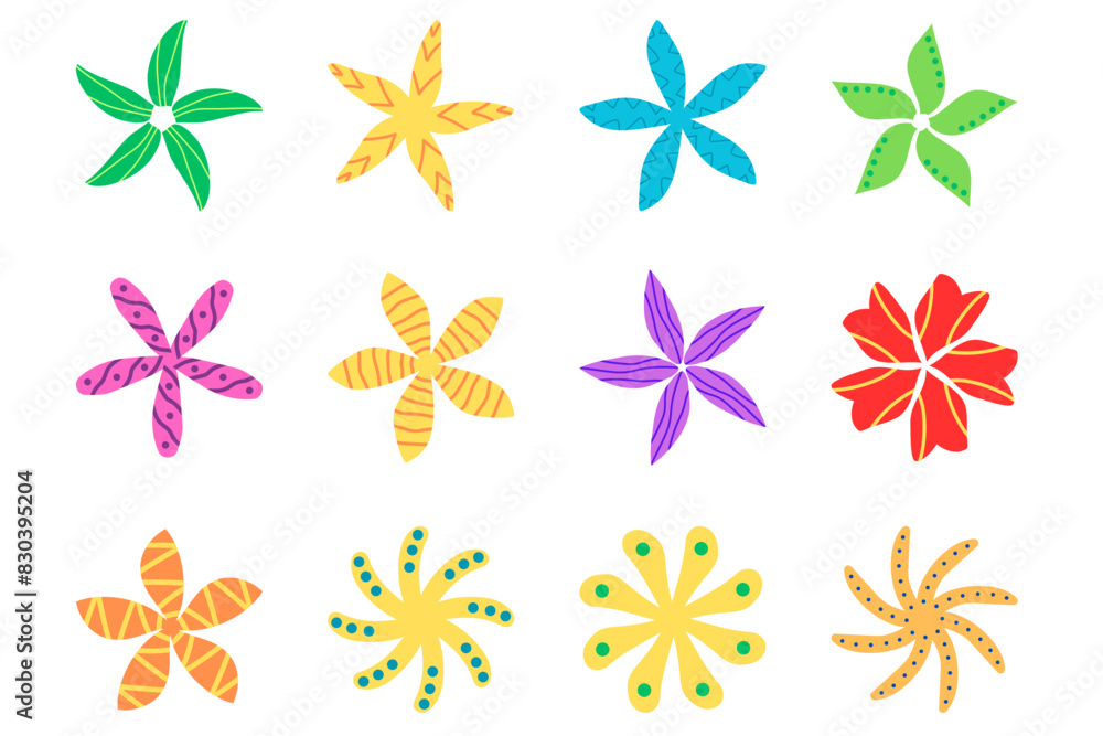 Flower icon set. Botanical floral design Flower icon set. Botanical floral design