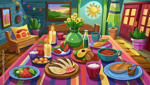 Comida mexicana colorida y vibrante