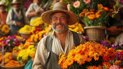 Vibrant floral jubilee  merry feria de las flores  blossoms - rejoicing in the lively celebration of Colombia s flower festival  where vibrant blossoms paint the town with beauty and joy.