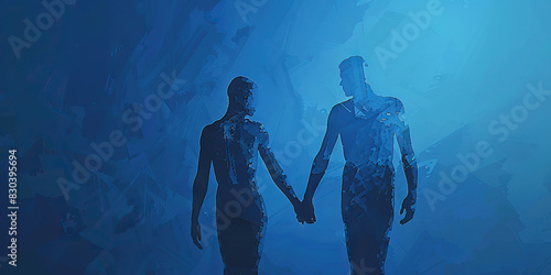 Unity (Blue): Two figures holding hands, symbolizing the unity and solidarity of Gen Z protesters