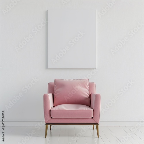 pink chair with white wall UHD Wallpapar © urwa