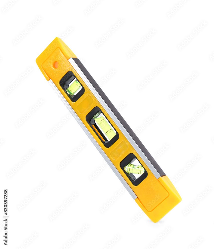 Yellow building level isolated on white. Construction tool Yellow building level isolated on white. Construction tool