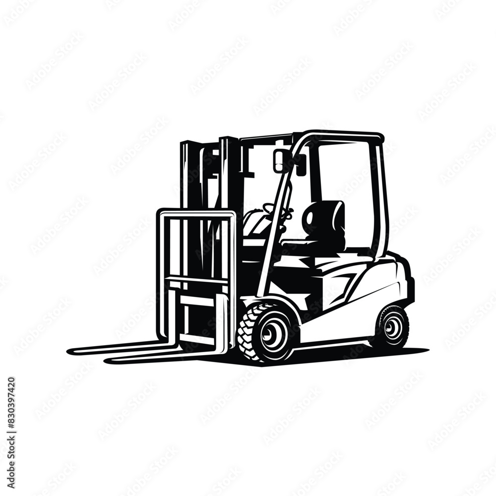 Fototapeta premium Fork lift monochrome vector logo art illustration isolated. Best for industrial related illustration