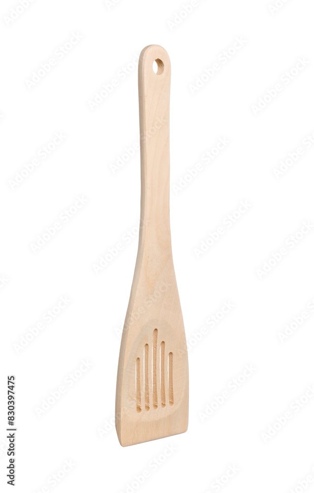 One wooden spatula isolated on white. Kitchen utensil One wooden spatula isolated on white. Kitchen utensil