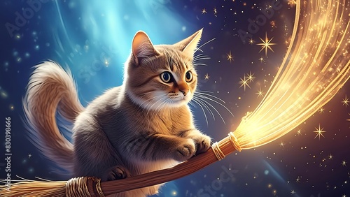 The Cat on the Flying Broomstick