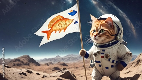 astronaut cat on the moon