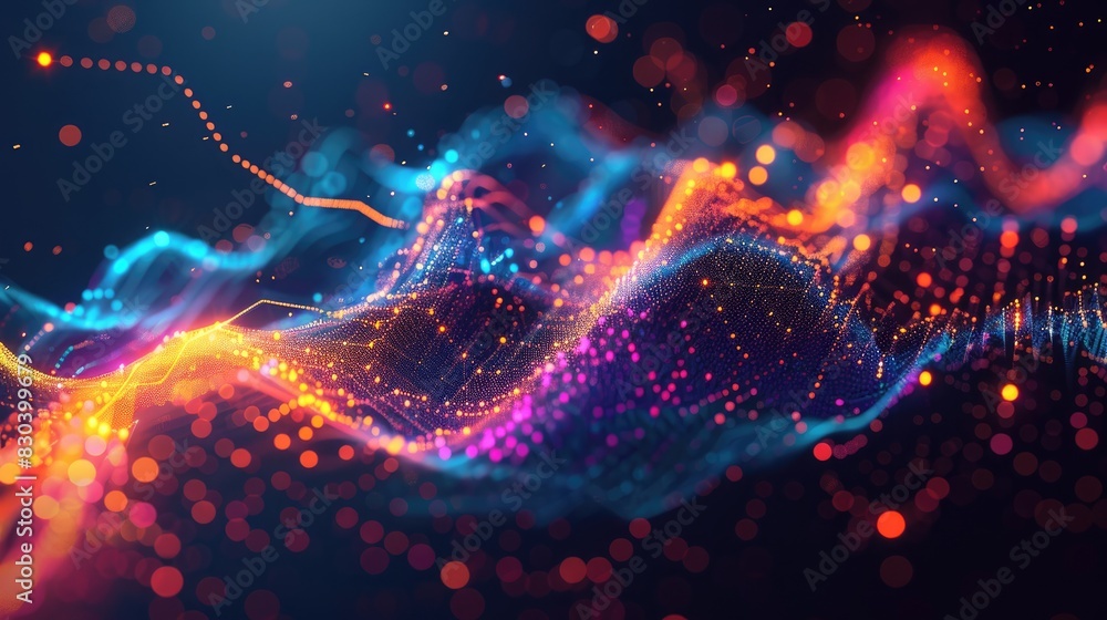 Craft an abstract trading background with vibrant, flowing lines and shapes representing market trends Craft an abstract trading background with vibrant, flowing lines and shapes representing market trends