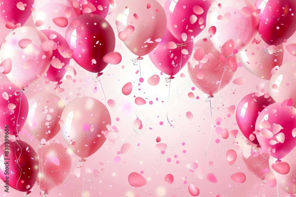 Pink Silver Celebration Party with Balloons with Copy Space Pink Silver Celebration Party with Balloons with Copy Space
