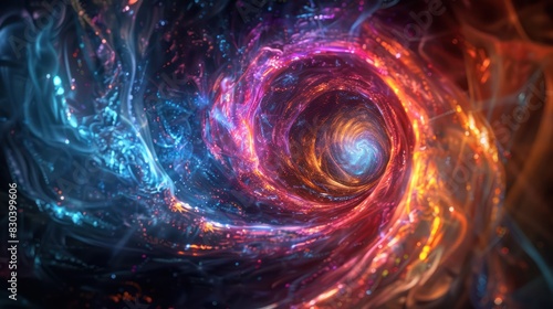 Time travel black hole background illustration technology light wormhole
