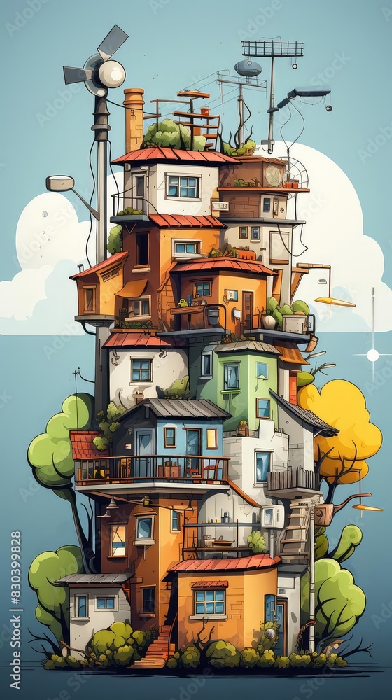 Obraz premium Power saving workshop, flat design, side view, community engagement theme, cartoon drawing, Tetradic color scheme