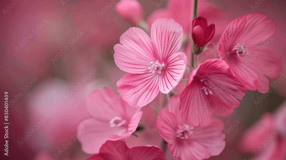 Pink flowers in close up