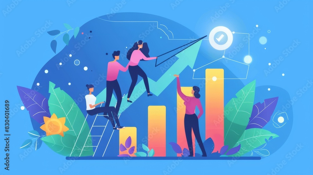 Teamwork and Business Growth Concept Illustration Teamwork and Business Growth Concept Illustration