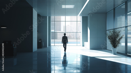 business person walking in modern office 
