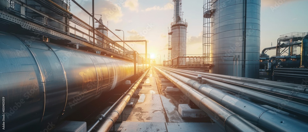 Hydrogen power plant renewable energy, large tanks and pipelines steel Hydrogen power plant renewable energy, large tanks and pipelines steel