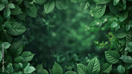 A green leafy background with a few leaves in the foreground