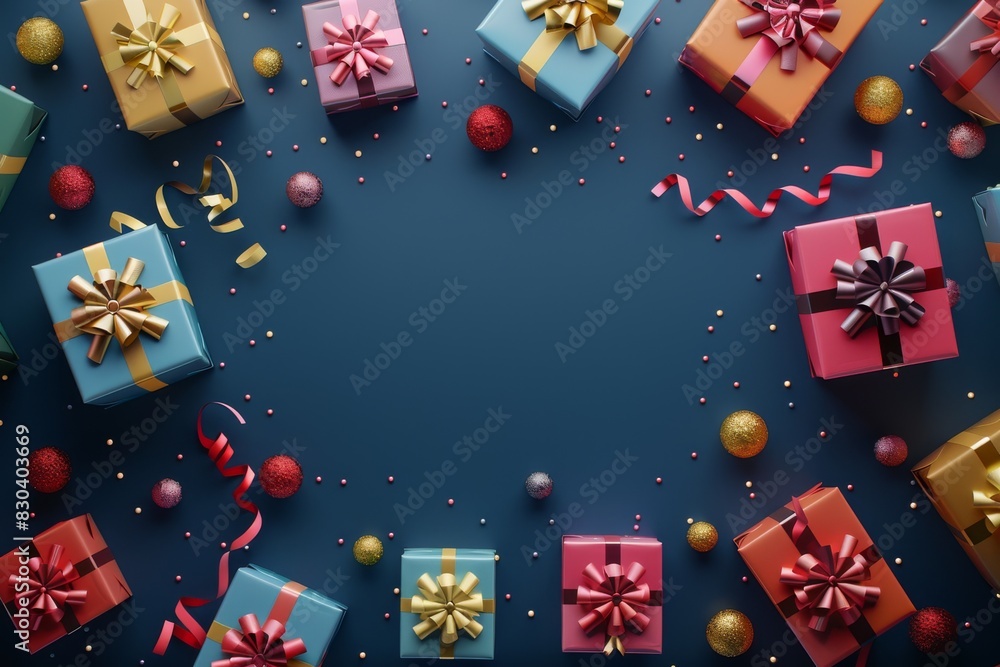 Festive Gift Boxes with Blank Space for Text Festive Gift Boxes with Blank Space for Text