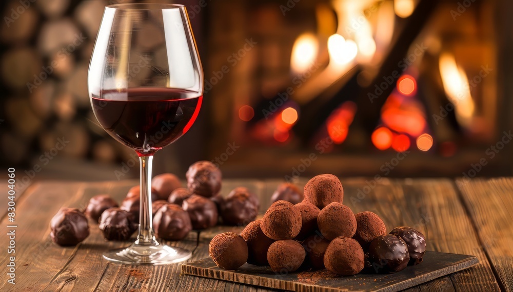 Wine Glass and Chocolate Truffles