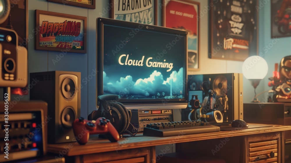 Retro Gaming Setup with Cloud Gaming Display Retro Gaming Setup with Cloud Gaming Display