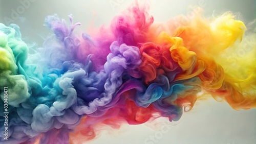 Abstract watercolor of rainbow smoke swirling in the air, created by artificial intelligence photo