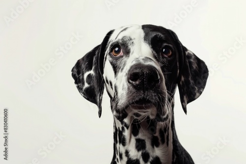 Majestic Dalmatian with Striking Black and White Spots Gazing into the Camera for Animal Lovers