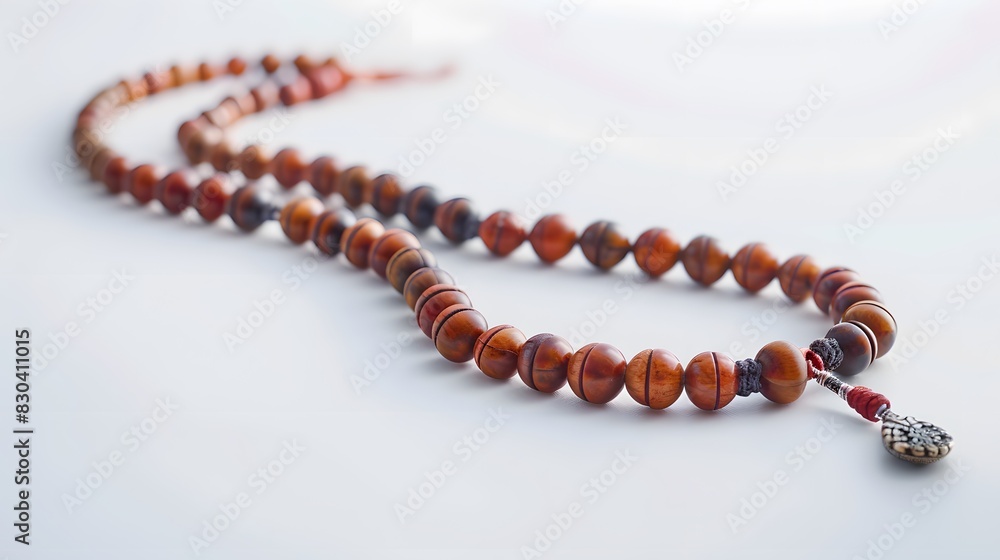 Closeup of tasbih or rosary on a white background. Selective focus and copy space. Closeup of tasbih or rosary on a white background. Selective focus and copy space.